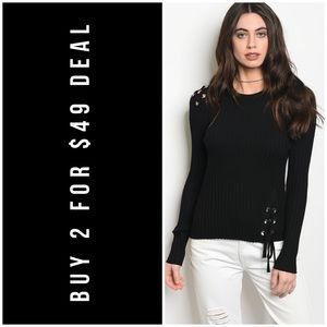 ❄️LAST3️⃣//BLACK LONG SLEEVE RIBBED TOP